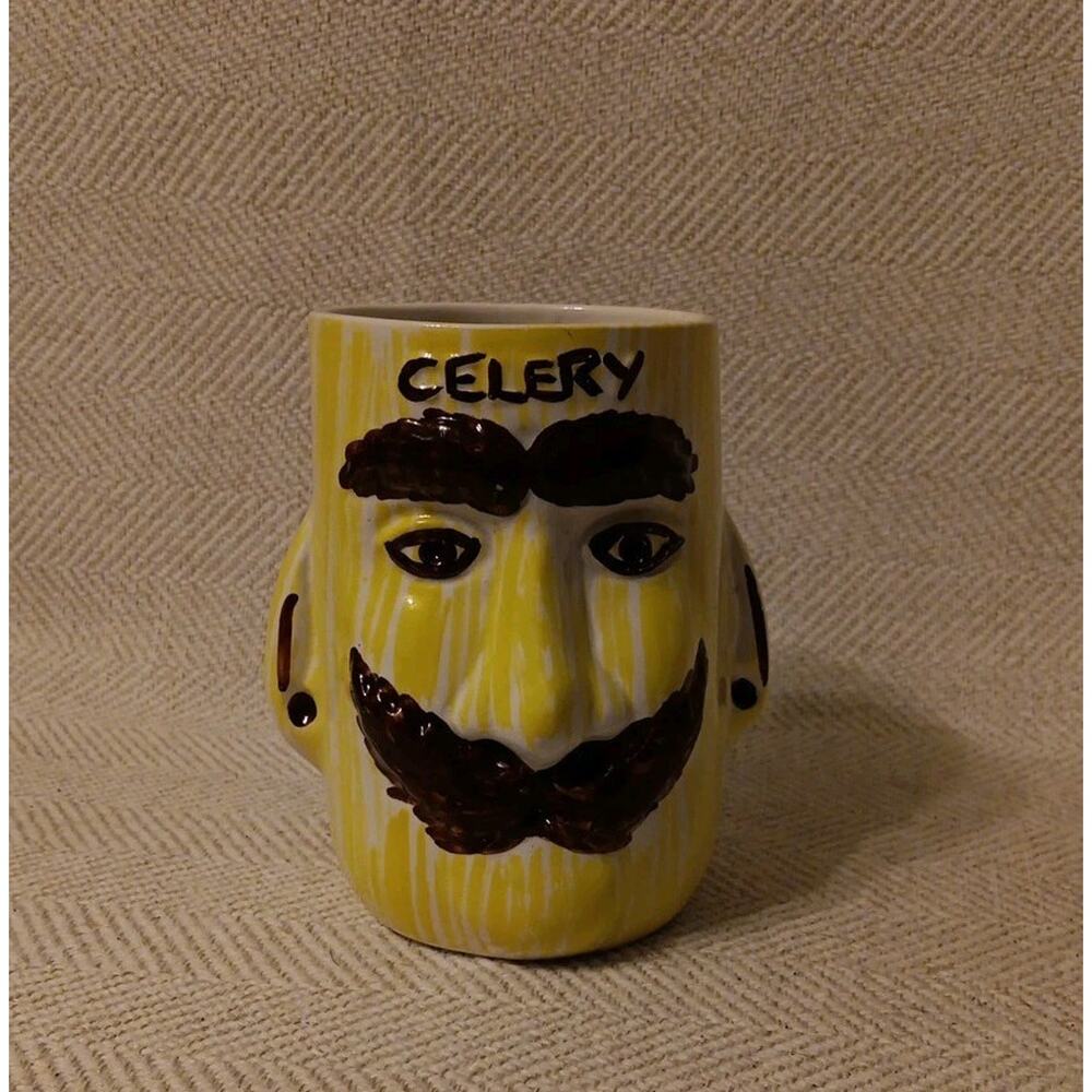 Vtg Retro Price Kensington Double Sided Face Celery Pot/ Vase Made in England